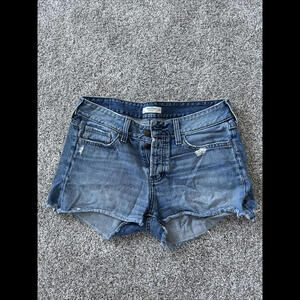 Abercrombie & Fitch Distressed Destroyed Ripped‎ Jean Denim Shorts 2 26 Buttons